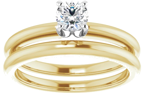 Sužadėtuvių Žiedas „Solitaire“ 585 Baltojo Ir Geltonojo Aukso Round 4.4mm (8)