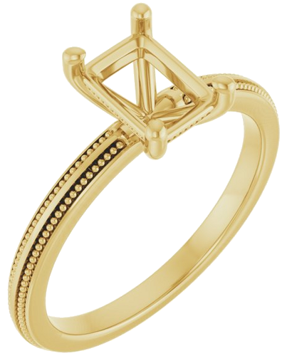 Sužadėtuvių Žiedas „Solitaire Milgrain“ 14k yellow gold Emerald 7mm x 5mm (1)