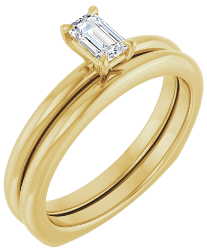 Sužadėtuvių Žiedas „Claw-Prong Euro Shank“ 10k yellow gold Emerald 5mm x 3mm (6)