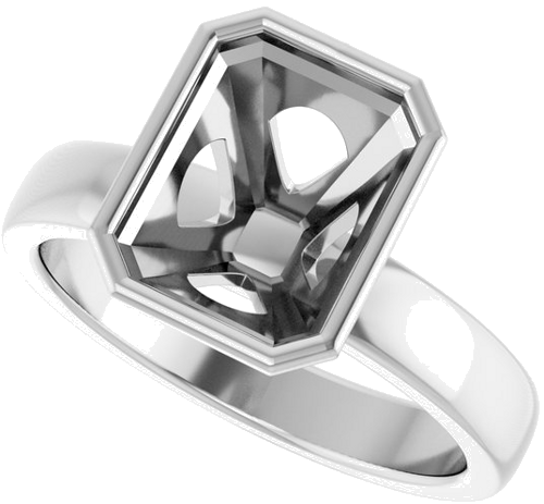 Sužadėtuvių Žiedas „Bezel-Set Solitaire“ 14k white gold Emerald 9mm x 7mm (5)