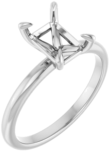 14K White  8x6 mm Emerald Solitaire Engagement Ring Mounting (1)