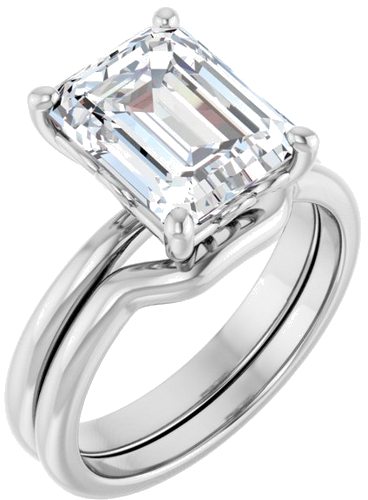 Sužadėtuvių Žiedas 14k white gold Emerald 10mm x 8mm (6)