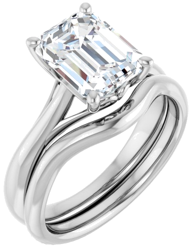 Sužadėtuvių Žiedas „Solitaire“ 14k white gold Emerald 9mm x 7mm (6)