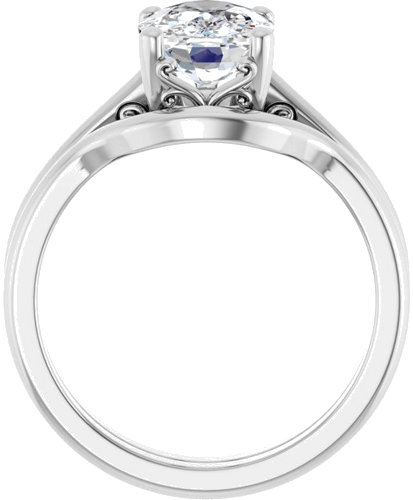Sužadėtuvių Žiedas „Solitaire Vintage-Inspired Scroll“ 14k white gold Elongated Cushion 9mm x 7mm (7)