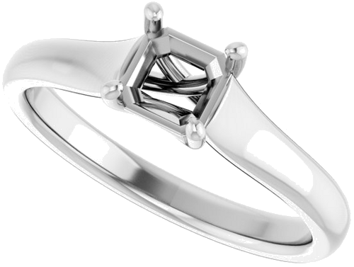 Sužadėtuvių Žiedas „Solitaire“ 10k white gold Cushion 5mm (8)