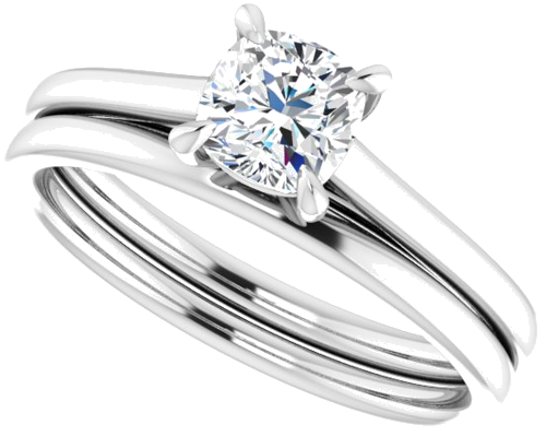 14K White  5 mm Cushion Solitaire Engagement Ring Mounting (10)