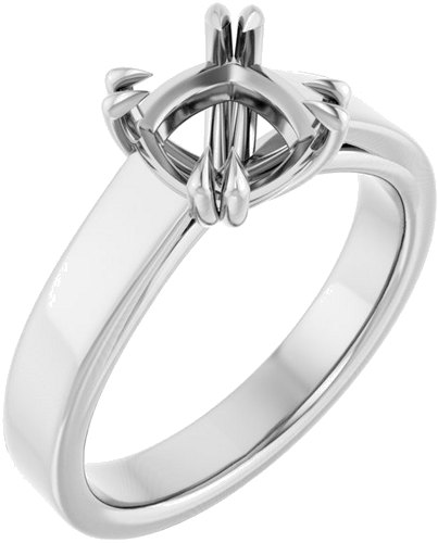 Sužadėtuvių Žiedas „Double Claw-Prong Solitaire“ 14k white gold Cushion 7mm (1)