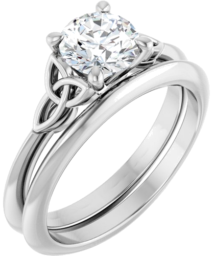 Sužadėtuvių Žiedas „Celtic-Inspired Solitaire“ 585 Baltojo Aukso Round 6.5mm (6)