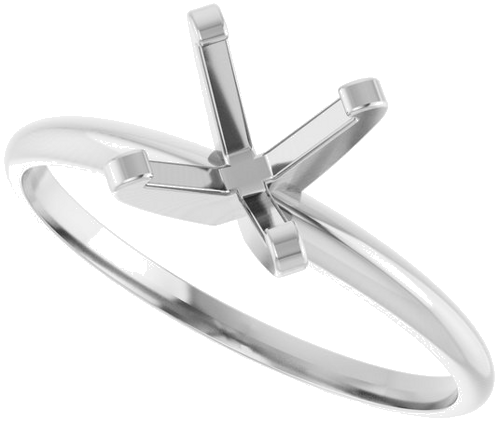 14K White 7 mm Round Ultra-Lightweight Solitaire Engagement Ring Mounting (5)