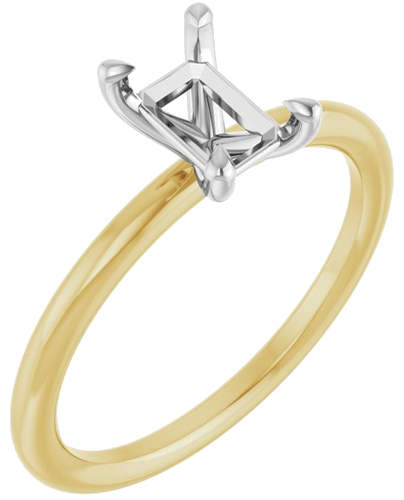 Sužadėtuvių Žiedas „Claw-Prong Solitaire“ 14k yellow/white gold Emerald 6.5mm x 4.5mm (1)