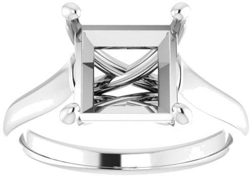14K White 8 mm Square Solitaire Engagement Ring Mounting (3)