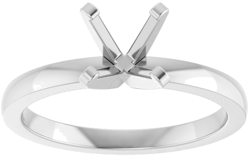 14K White 6-6.6 mm Round Solitaire Engagement Ring Mounting (3)