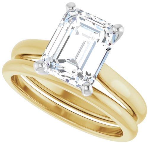 Sužadėtuvių Žiedas 14k yellow/white gold Emerald 9mm x 7mm (10)