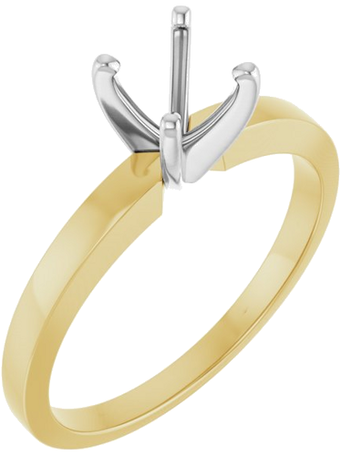 14K Yellow   White 5.4-5.7 mm Round 4-Prong Solitaire Ring Mounting (1)