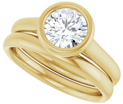 Sužadėtuvių Žiedas „Bezel-Set Solitaire“ 585 Geltonojo Aukso Round 6.5mm (10)