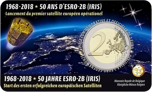 2018 Belgium Satellite ESRO-2B (IRIS) 2 euro BU coin in coincard (3)