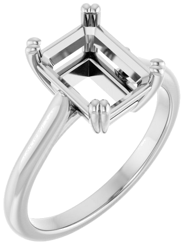 14K White 9x7 mm Emerald Solitaire Engagement Ring Mounting (1)