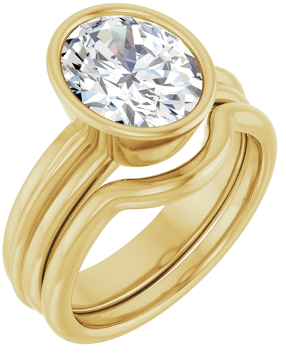 Sužadėtuvių Žiedas „Bezel-Set Solitaire“ 585 Geltonojo Aukso Oval 10mm x 8mm (6)