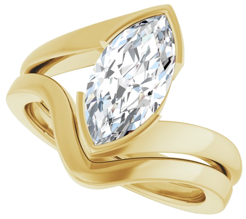 Sužadėtuvių Žiedas „Half-Bezel Solitaire“ 14k yellow gold Marquise 12mm x 6mm (10)
