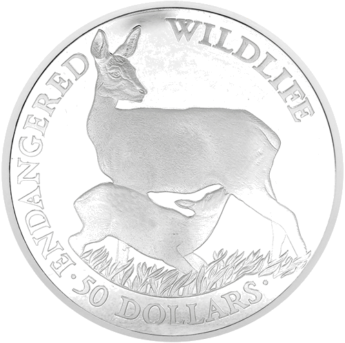 50 Dollars Deer 1991 Cook Islands Silver Coin (1)