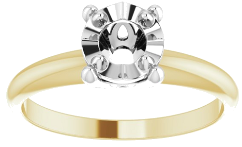 14K Yellow   White 5.2 mm Round 4-Prong Illusion Solitaire Ring Mounting (3)