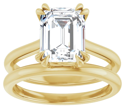 Sužadėtuvių Žiedas „Double Claw-Prong“ 10k yellow gold Emerald 9mm x 7mm (8)