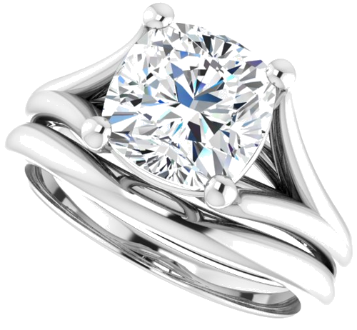 Sužadėtuvių Žiedas „Solitaire“ 14k white gold Cushion 8mm (10)