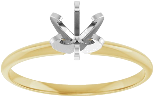14K Yellow White 5.0-5.3 mm Round 6-Prong Solitaire Engagement Ring Mounting (3)