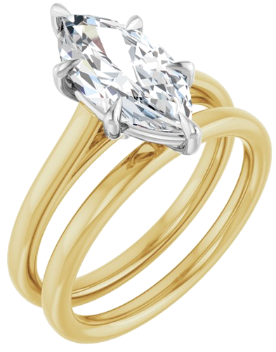 Sužadėtuvių Žiedas „Claw-Pong“ 14k yellow/white gold Marquise 13mm x 6.5mm (6)