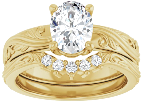 Sužadėtuvių Žiedas „Solitaire Sculptural“ 14k yellow gold Oval 8mm x 6mm (8)