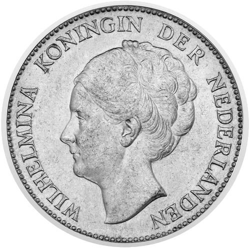 1 гульден Вильгельмина (1922–1945) Нидерланды серебряная монета (1)