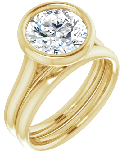 Sužadėtuvių Žiedas „Bezel-Set Solitaire“ 585 Geltonojo Aukso Round 8.8mm (6)