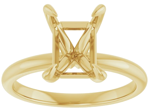 10K Yellow  9x7 mm Emerald Solitaire Engagement Ring Mounting (3)