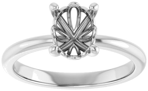 Sužadėtuvių Žiedas „Solitaire“ 585 Baltojo Aukso Oval 8mm x 6mm (3)