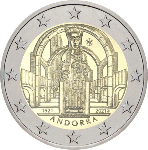 2021 Андорра Богоматерь Меричельская монета 2 евро BU (3)