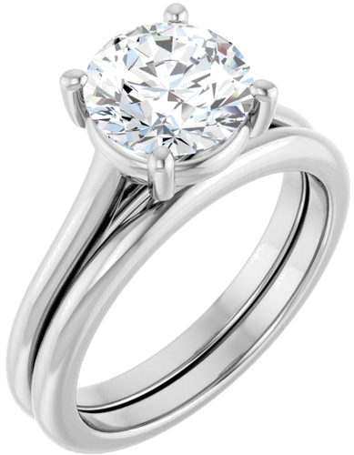 Sužadėtuvių Žiedas 14k white gold Round 8mm (6)