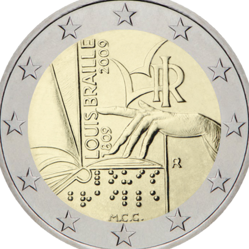 2009 Italija Louis Braille 2 eurų moneta (2)