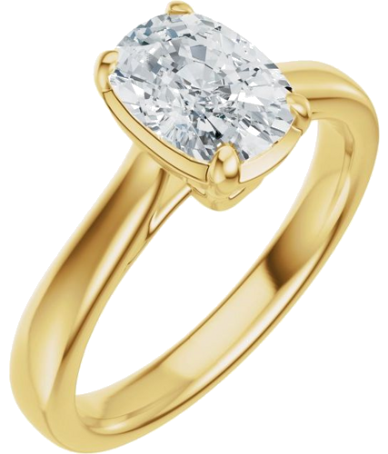 Sužadėtuvių Žiedas „Claw-Prong Solitaire Bezel-Style“ 14k yellow gold Elongated Cushion 7mm x 5mm (1)