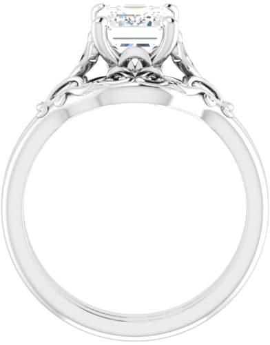 Sužadėtuvių Žiedas „Solitaire“ 14k white gold Emerald 8mm x 6mm (7)