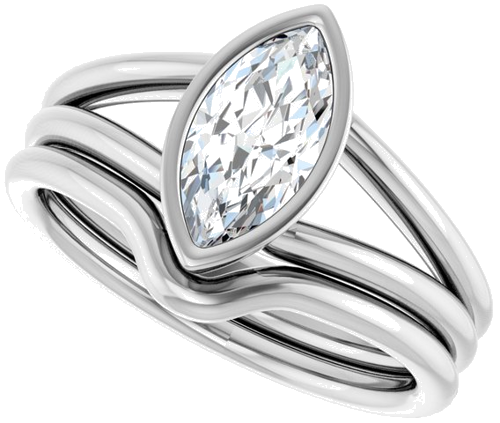 Sužadėtuvių Žiedas „Bezel-Set Solitaire“ 14k white gold Marquise 10mm x 5mm (10)