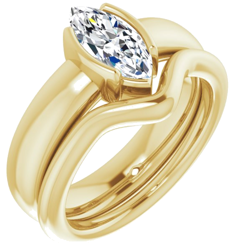 Sužadėtuvių Žiedas „Half-Bezel Solitaire“ 14k yellow gold Marquise 10mm x 5mm (6)