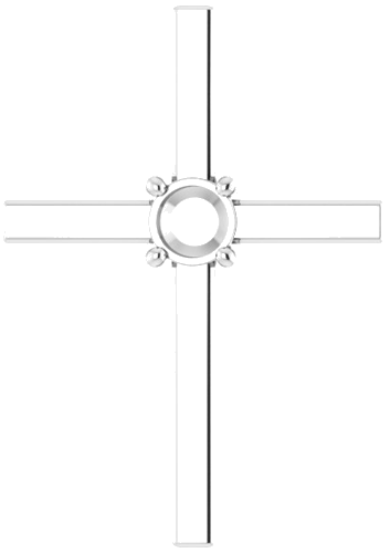 Pakabukas „Solitaire Cross“ 14k white gold Round 4.8mm (1)