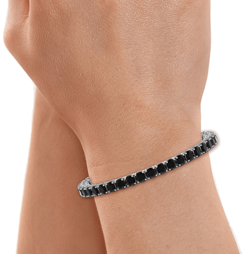 Tennis bracelet adorned with 6.2 ct natural round-cut black diamonds F/G-VS/SI (3)