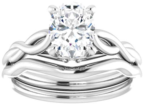 Sužadėtuvių Žiedas „Solitaire Sculptural“ 10k white gold Oval 8mm x 6mm (8)