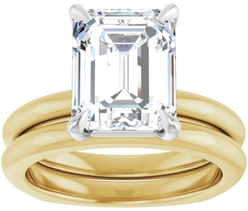 Sužadėtuvių Žiedas „Claw-Prong Euro Shank“ 14k yellow/white gold Emerald 10mm x 8mm (8)