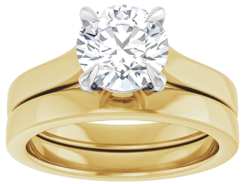 Sužadėtuvių Žiedas „Claw-Prong“ 14k yellow/white gold Round 7.4mm (8)