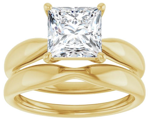 14K Yellow  7 mm Square Solitaire Engagement Ring Mounting (8)