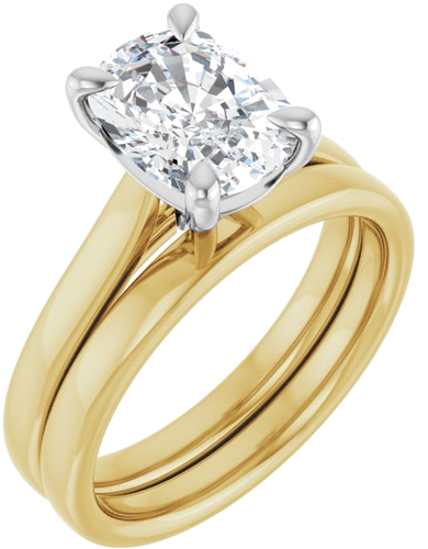 Sužadėtuvių Žiedas „Claw-Prong Solitaire“ 14k yellow/white gold Elongated Cushion 9mm x 7mm (6)