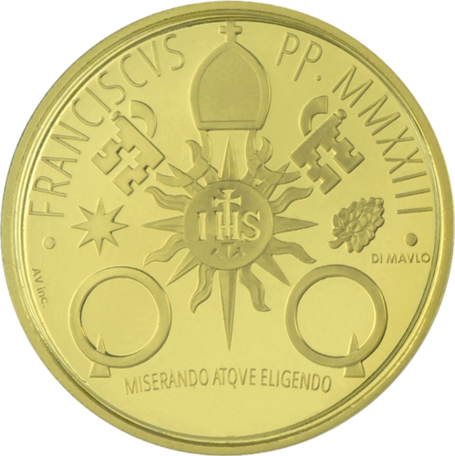 2023 Vatikanas Pranciškaus herbas Proof rinkinys su 50 eurų auksinė moneta (3)