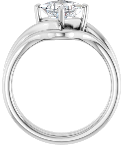 Sužadėtuvių Žiedas „Solitaire Bypass“ 14k white gold Square 6mm (7)